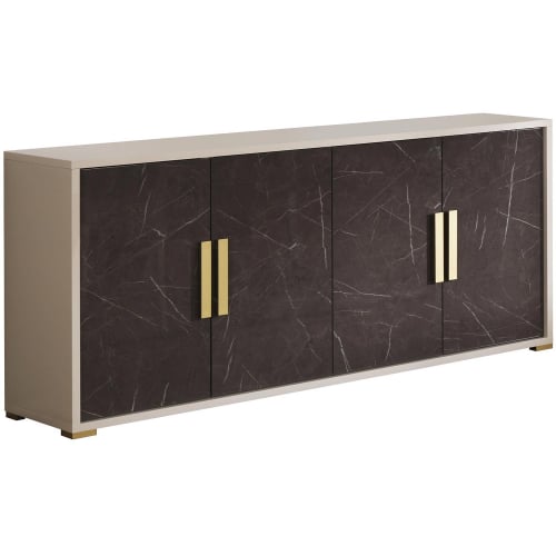 Sonia Buffet in Pearl Metallic Lacquer & Brown Marble Look